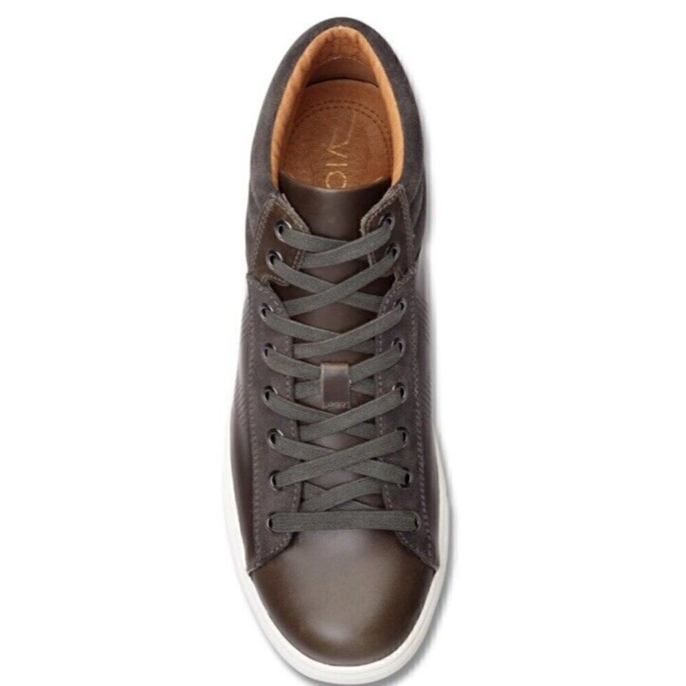 Vionic High Top Supportive Malcom Sneaker Mens 8 Greige Green Leather New - Picture 3 of 5